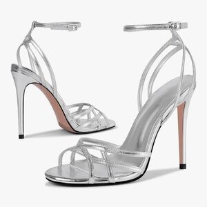 Elegant Silver Strappy Heels